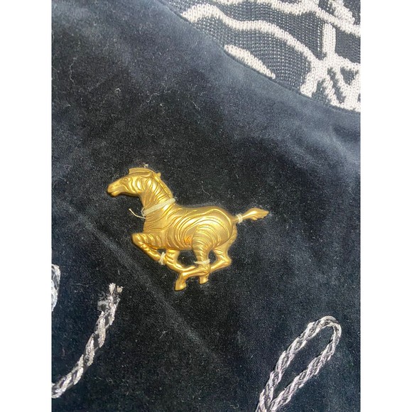 Vintage La Daphne Italian Sweater. Italy Size 36. Black Zebra Velour Velvet Gold - Picture 4 of 16